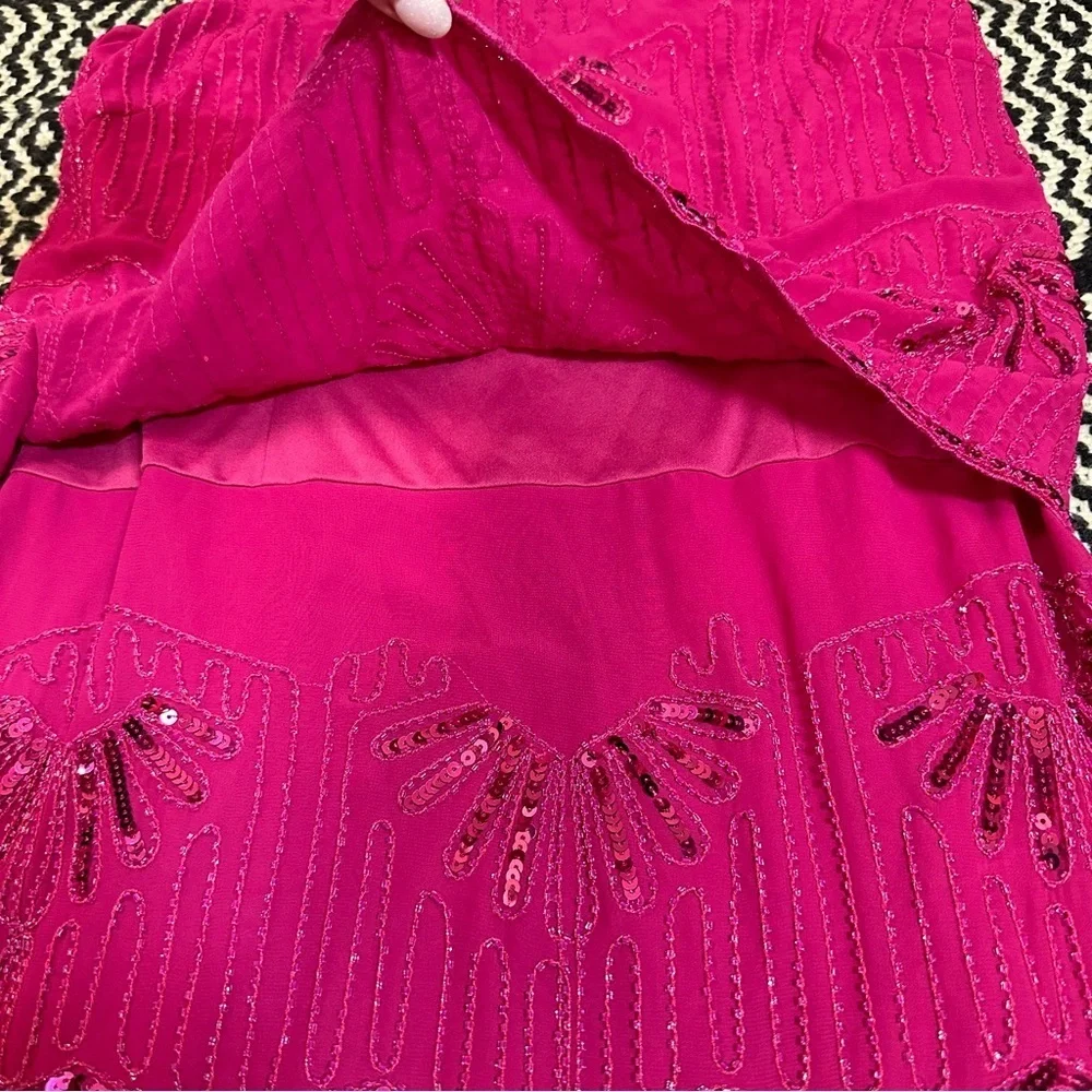 Laundry by Shelli‎ Segal Hot Pink Sequin Beaded Mini Dress • Size 6 Homecoming - Picture 10 of 13